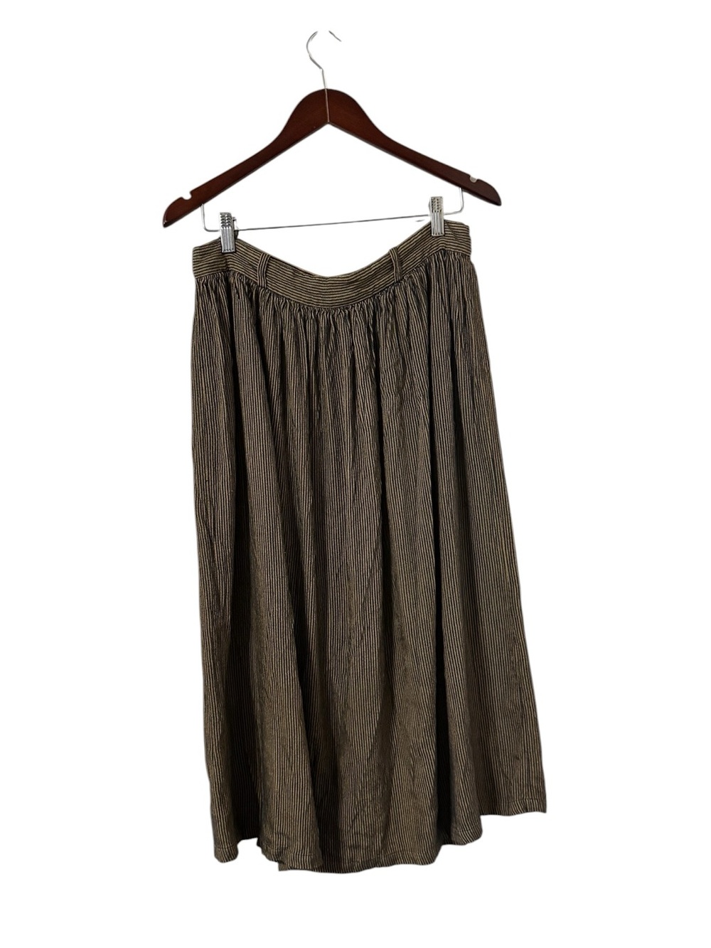 SESSUN Massari Striped Pleated Sand Black Midi Skirt - Picture 7 of 8